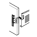 To replace, tilt drawer front and hook fixing bracket on slide