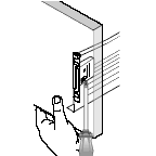 To loosen, insert Euro tool in slot on underside of bracket, and twist away from drawer slide until clip is free.