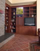 Traditional cherry kitchen with a breakfast bar